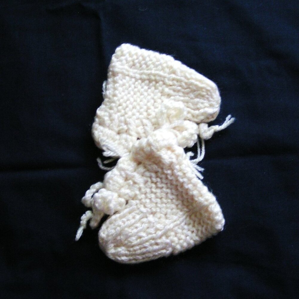 HAND KNIT BOOTIES 3 MO.